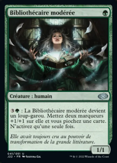 Bibliothécaire modérée, carte Magic J22 41 — extension Jumpstart 2022