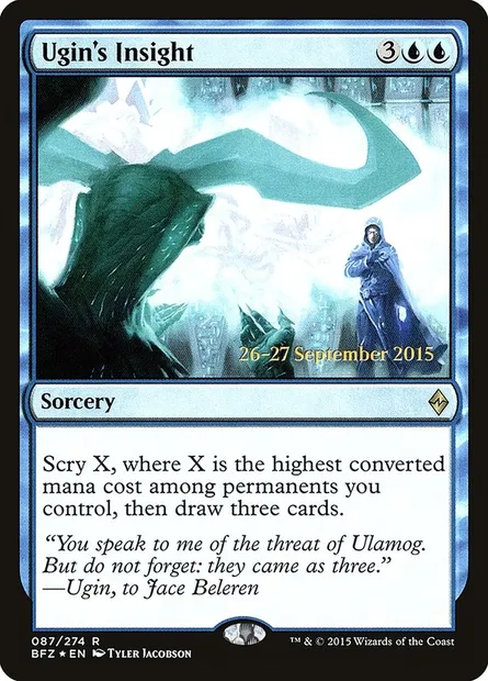 Perspicacité d'Ugin, carte Magic PBFZ 87s — extension Battle for Zendikar Promos