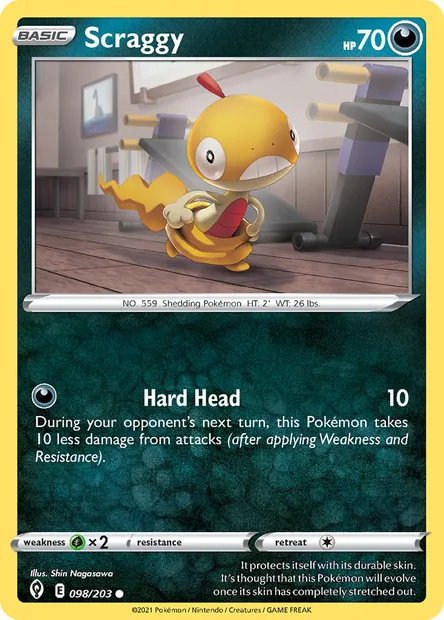 Scraggy, Pokémon card EVS 98 — Evolving Skies set