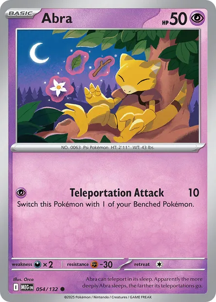 Abra, Pokémon card MEG 054 — Mega Evolution set
