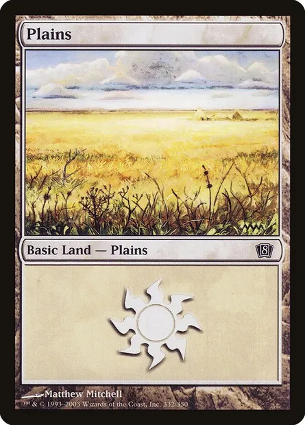 Plains, Magic card 8ED 332★ — Eighth Edition set