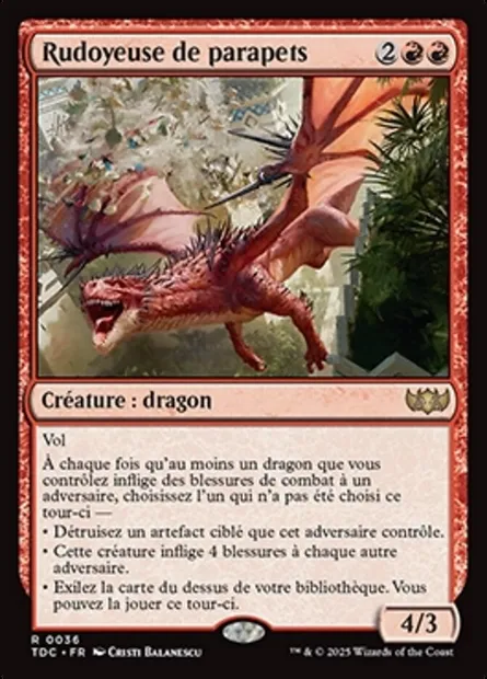 Rudoyeuse de parapets, carte Magic TDC 36 — extension Tarkir: Dragonstorm Commander