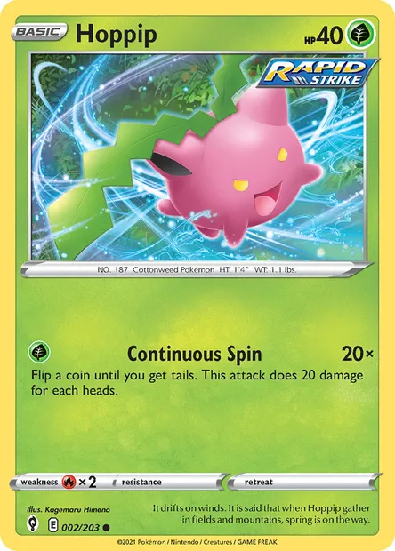 Hoppip, Pokémon card EVS 2 — Evolving Skies set