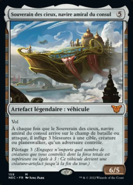 Souverain des cieux, navire amiral du consul, carte Magic NEC 159 — extension Neon Dynasty Commander
