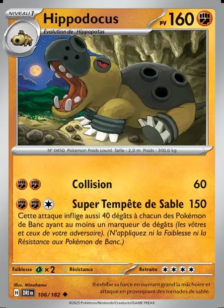 Hippodocus, carte Pokémon DRI 106 — extension Rivalités Destinées