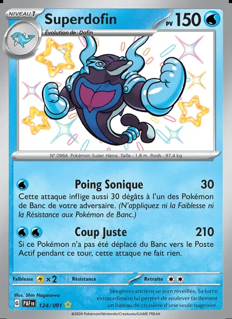 Superdofin, carte Pokémon PAF 124 — extension Destinées de Paldea