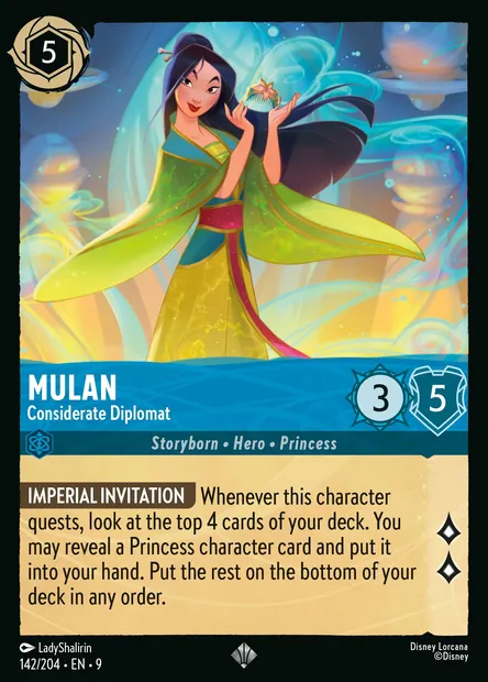 Mulan - Considerate Diplomat, Disney Lorcana card CH9-142 — Fabled set