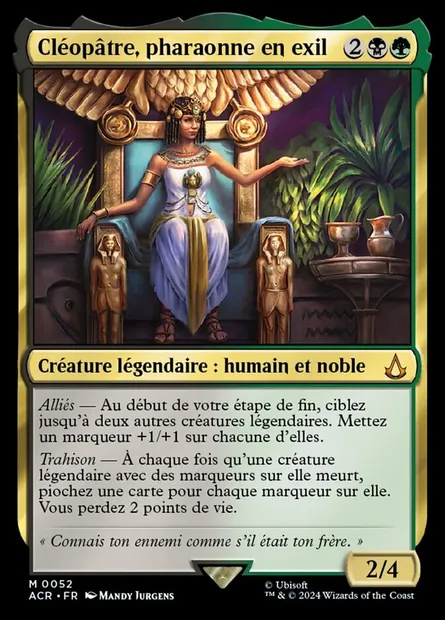 Cléopâtre, pharaonne en exil, carte Magic ACR 52 — extension Assassin's Creed