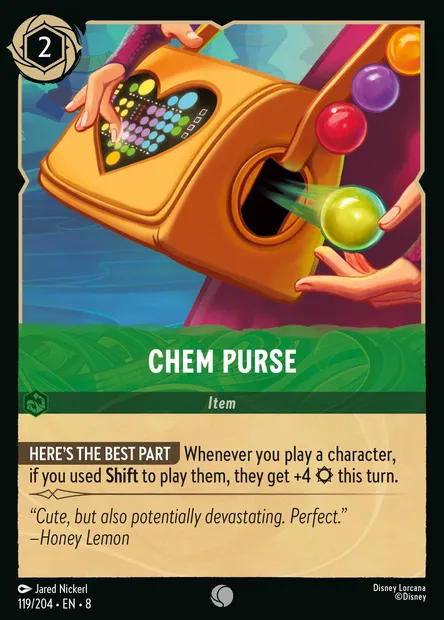 Chem Purse, Disney Lorcana card CH8-119 — The Reign of Jafar set