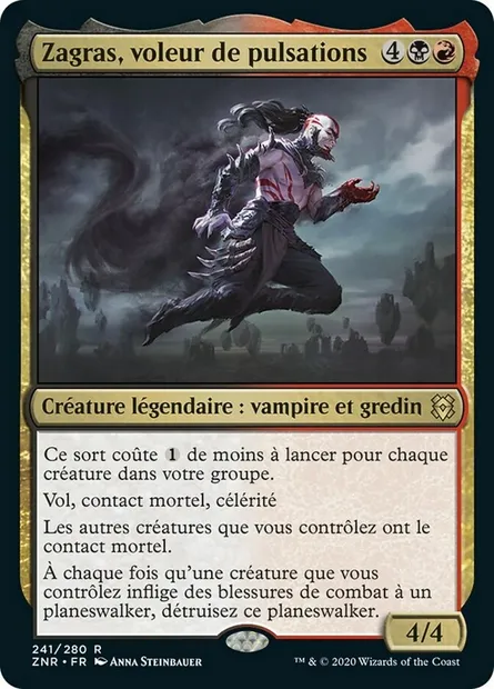 Zagras, voleur de pulsations, carte Magic ZNR 241 — extension Renaissance de Zendikar