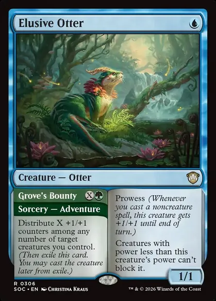 Elusive Otter // Grove's Bounty, Magic card SOC 306 — Secrets of Strixhaven Commander set