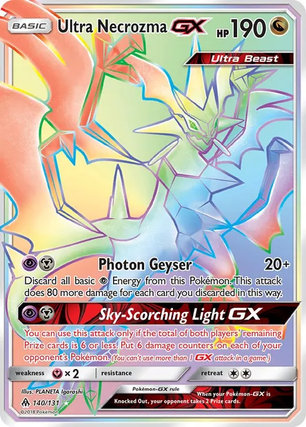 Ultra Necrozma GX, Pokémon card FLI 140 — Forbidden Light set