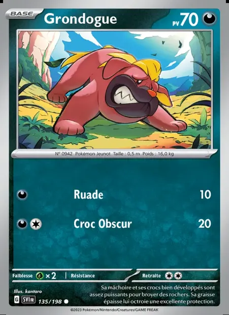 Grondogue, carte Pokémon SVI 135 — extension Écarlate et Violet