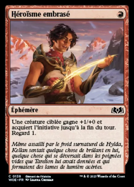 Héroïsme embrasé, carte Magic WOE 138 — extension Wilds of Eldraine
