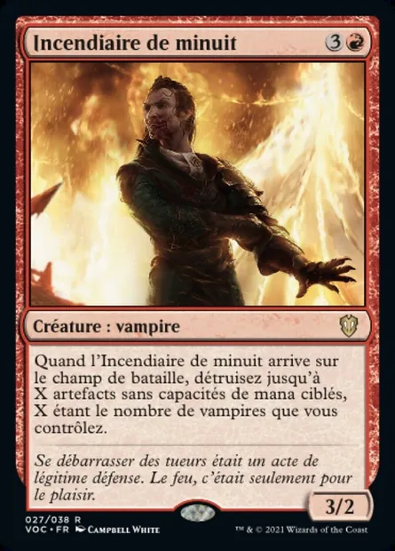 Incendiaire de minuit, carte Magic VOC 27 — extension Crimson Vow Commander