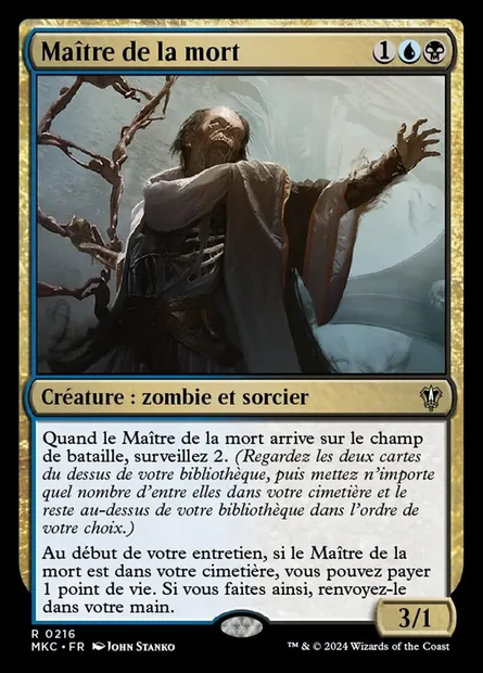 Maître de la mort, carte Magic MKC 216 — extension Murders at Karlov Manor Commander