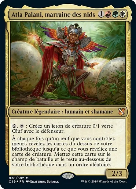 Atla Palani, marraine des nids, carte Magic C19 38 — extension Commander 2019