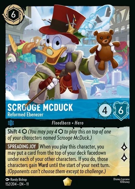 Scrooge McDuck - Reformed Ebenezer, Disney Lorcana card CH11-152 — Winterspell set