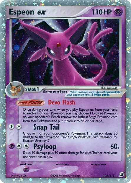 Espeon ex, Pokémon card UF 102 — Unseen Forces set
