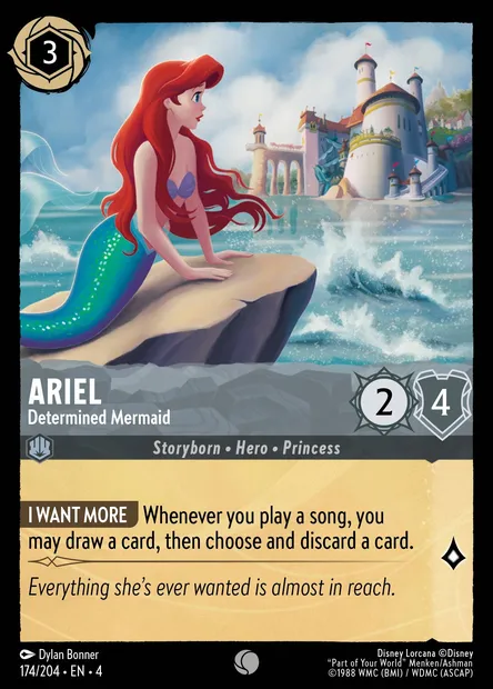 Ariel - Determined Mermaid, Disney Lorcana card CH4-174 — Ursula's Return set