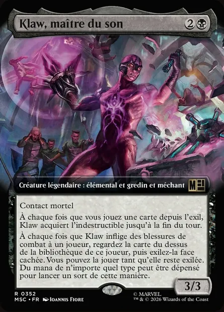 Klaw, maître du son, carte Magic MSC 352 — extension Marvel Super Heroes Commander