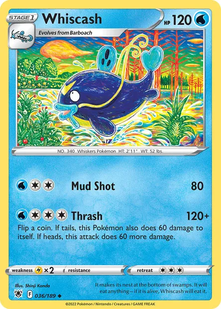 Whiscash, Pokémon card ASR 036 — Astral Radiance set