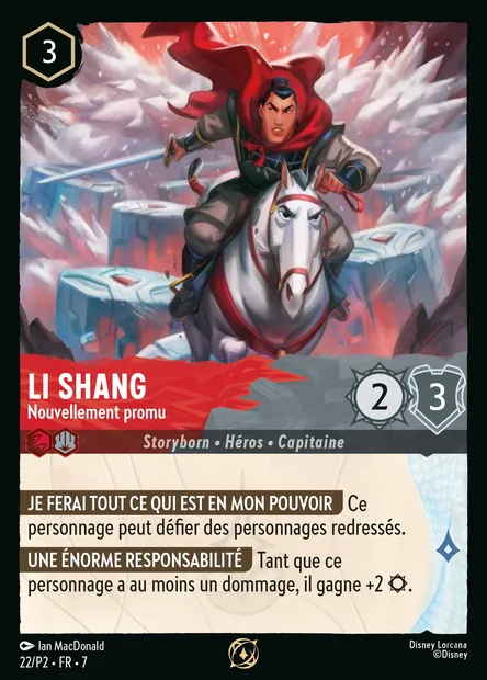 Li Shang - Nouvellement promu, carte Disney Lorcana P2-022 — extension P2