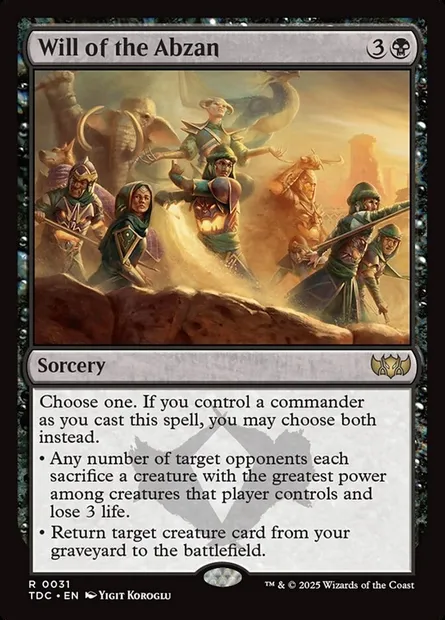 Will of the Abzan, Magic card TDC 31 — Tarkir: Dragonstorm Commander set