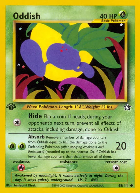 Oddish, Pokémon card NG 68 — Neo Genesis set