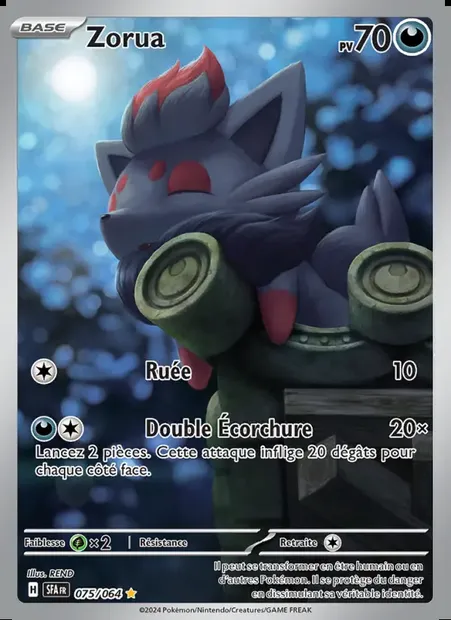 Zorua, carte Pokémon SFA 075 — extension Fable Nébuleuse