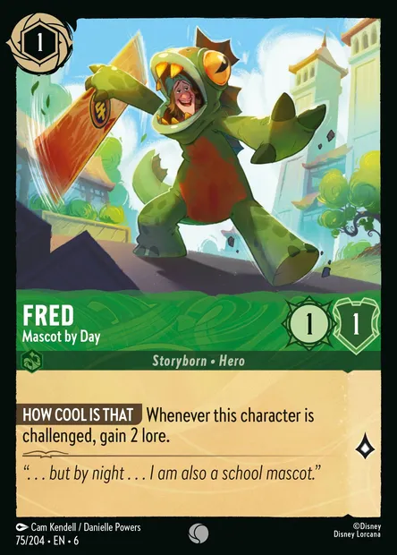 Fred - Mascot by Day, Disney Lorcana card CH6-075 — Azurite Sea set