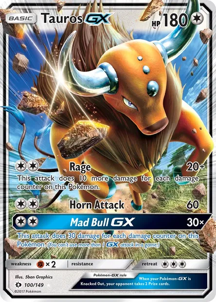 Tauros GX, Pokémon card SUM 100 — Sun & Moon set