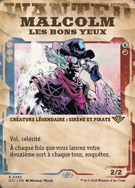 Malcolm les bons yeux, carte Magic OTJ 295 — extension Outlaws of Thunder Junction