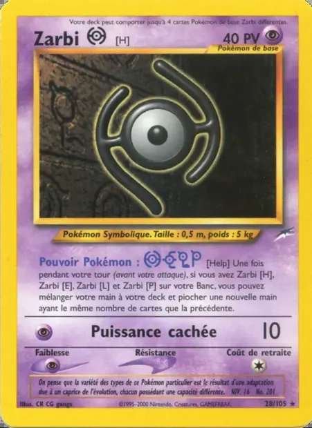 Zarbi H, carte Pokémon NDE 28 — extension Neo Destiny