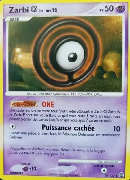Zarbi O, carte Pokémon SW 70 — extension Merveilles Secrètes