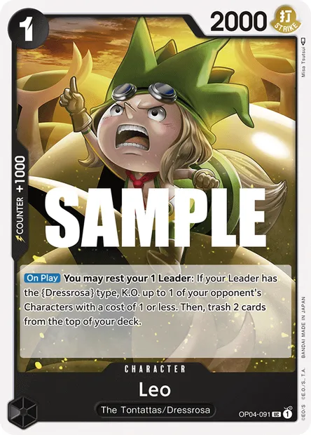 Leo, One Piece card OP04-091 — KINGDOMS OF INTRIGUE set