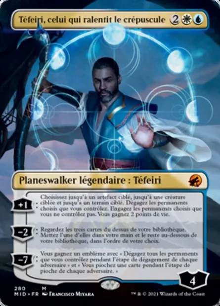 Téfeiri, celui qui ralentit le crépuscule, carte Magic MID 280 — extension Innistrad : chasse de minuit