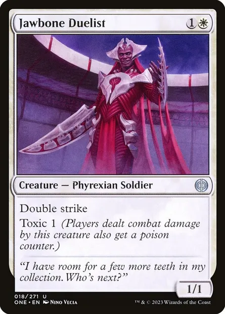 Jawbone Duelist, Magic card ONE 18 — Phyrexia: All Will Be One set