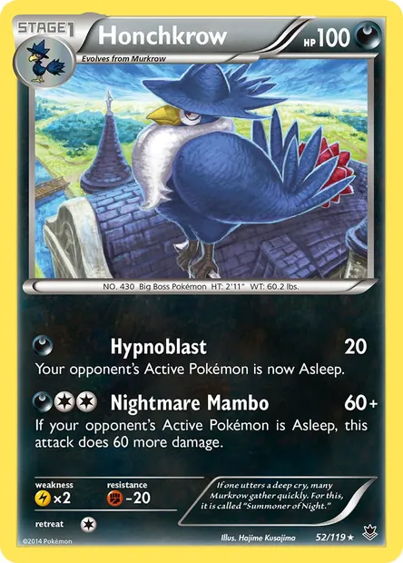 Honchkrow, Pokémon card PHF 52 — Phantom Forces set