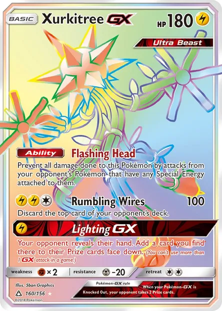 Xurkitree GX, Pokémon card UPR 160 — Ultra Prism set
