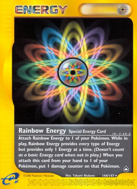 Rainbow Energy, Pokémon card AQ 144 — Aquapolis set