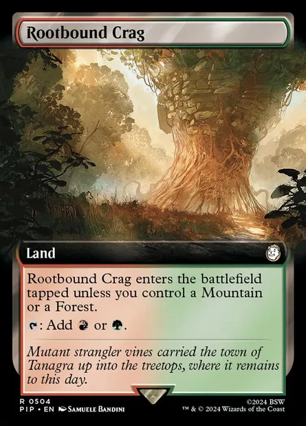 Rootbound Crag, Magic card PIP 504 — Fallout set