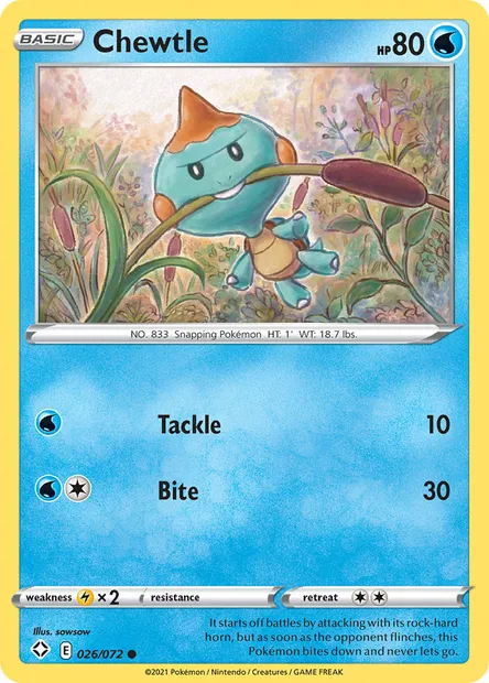 Chewtle, Pokémon card SHF 26 — Shining Fates set