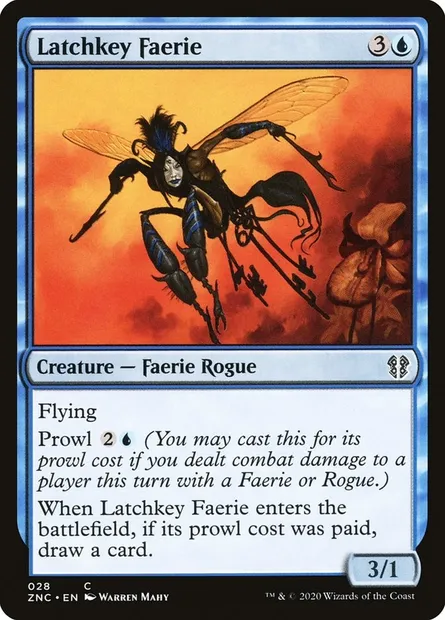 Latchkey Faerie, Magic card ZNC 28 — Zendikar Rising Commander set