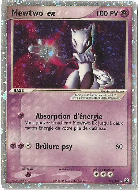 Mewtwo ex, carte Pokémon RS 101 — extension EX Rubis & Saphir
