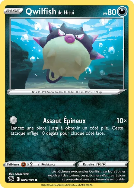 Qwilfish de Hisui, carte Pokémon ASR 089 — extension Astres Radieux