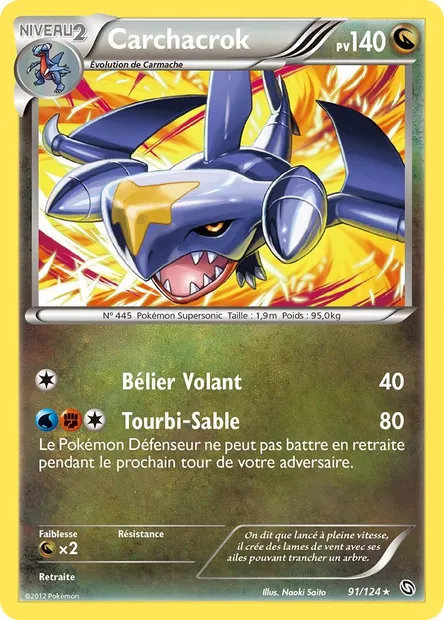 Carchacrok, carte Pokémon DRX 91 — extension Dragons Éxaltés