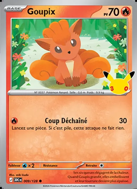 Goupix, carte Pokémon 30C 009 — extension 30ᵉ Anniversaire