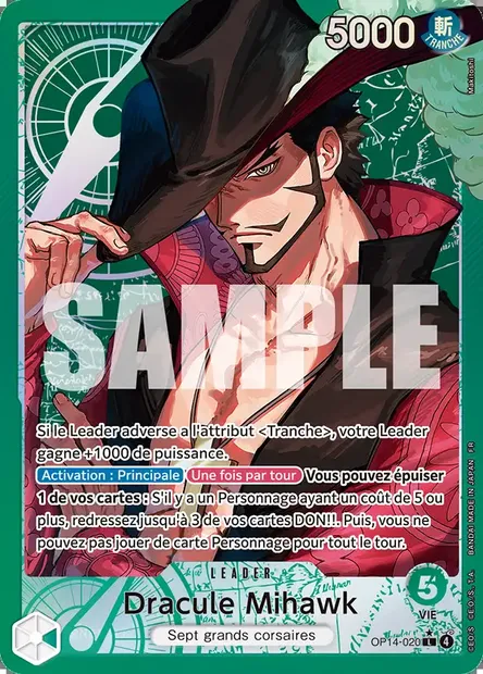 Dracule Mihawk, carte One Piece OP14-020 — extension LES SEPT DE LA MER D'AZUR