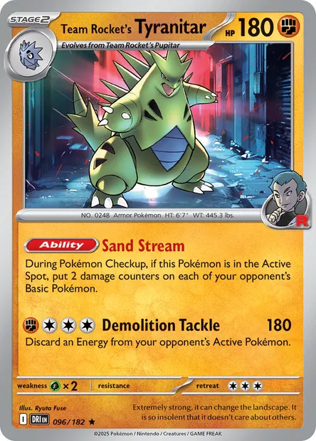 Team Rocket's Tyranitar, Pokémon card DRI 096 — Destined Rivals set